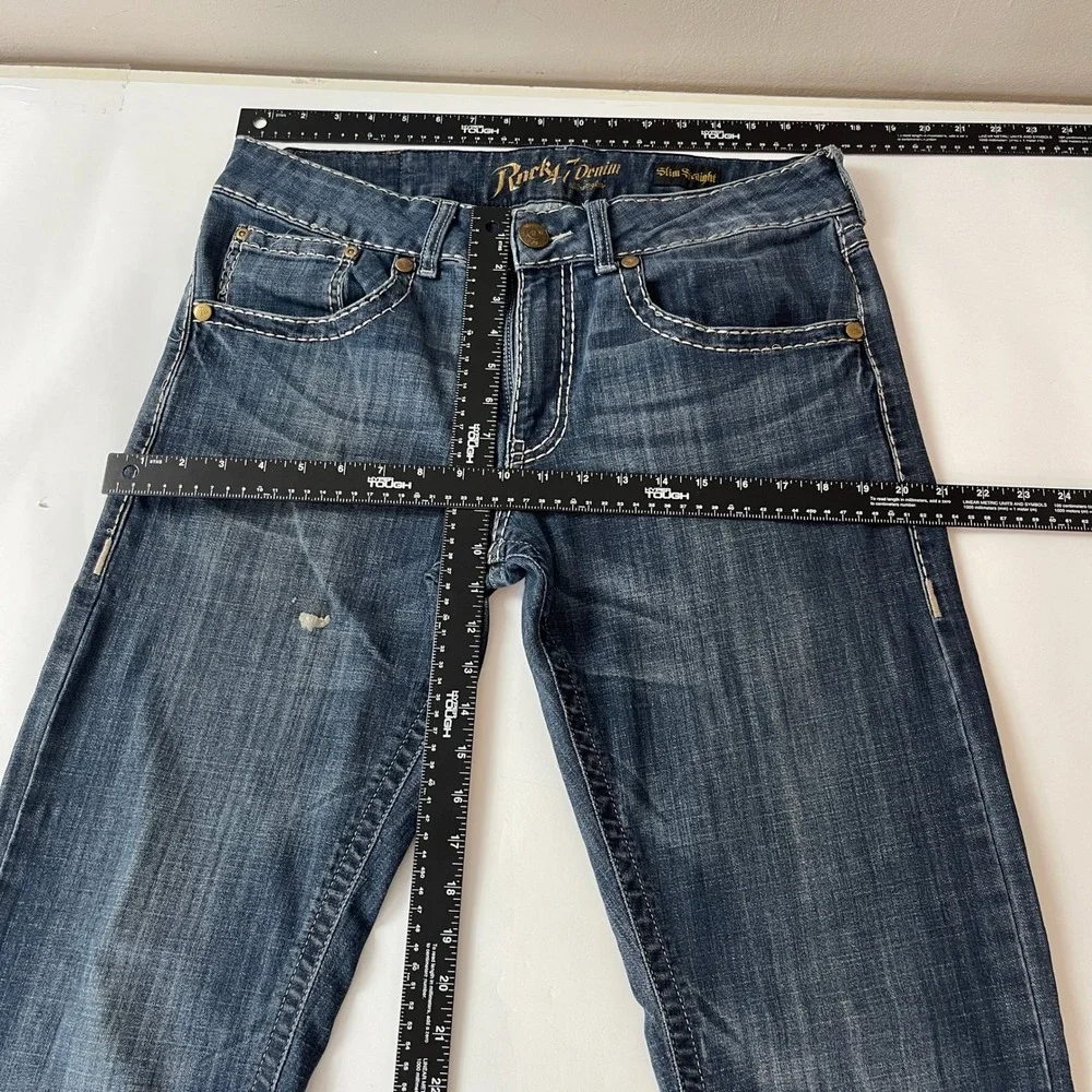 Wrangler Rock 47 Jeans Mens 33x36 Blue Denim Slim Straight Cowboy Rodeo Ranch